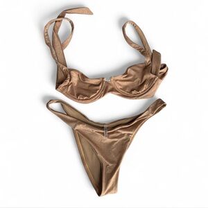 Vitamin A Gold Bikini Set - Size S in Top / Size M in bottoms